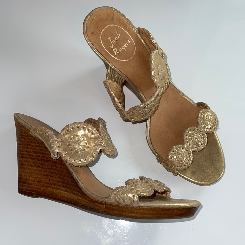 Jack Rogers metallic gold wedges size 8.5